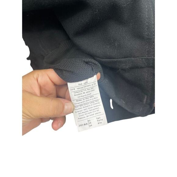 Carhartt Black Canvas Jacket Coat Embroidered John Deere Van Wall Mens L Tall - Picture 5 of 8